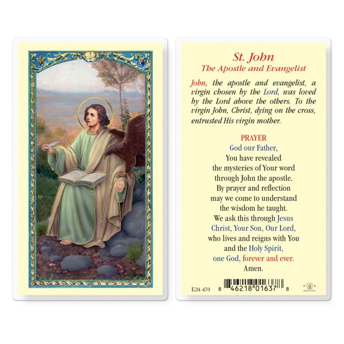 St. John the Evangelist Laminated Holy Card