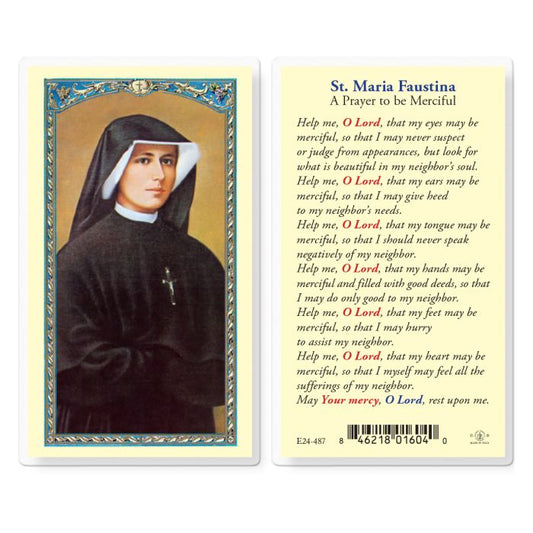 St. Faustina Laminated Holy Card