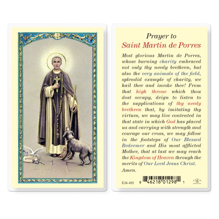 St. Martin de Porres Laminated Holy Card