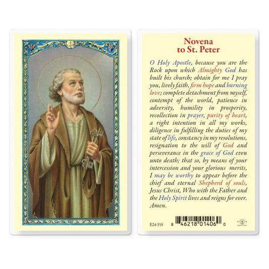 St. Peter Laminated Prayer Card - Novena