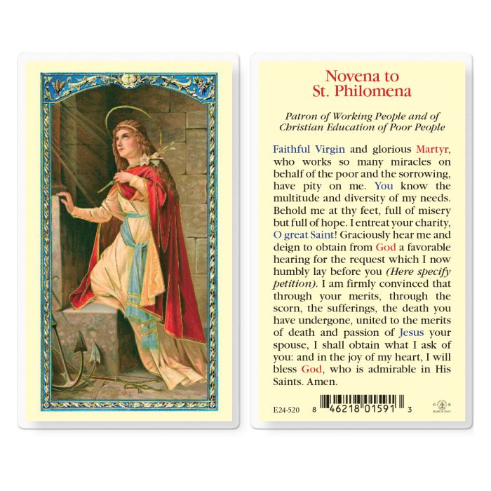St. Philomena Laminated Holy Card