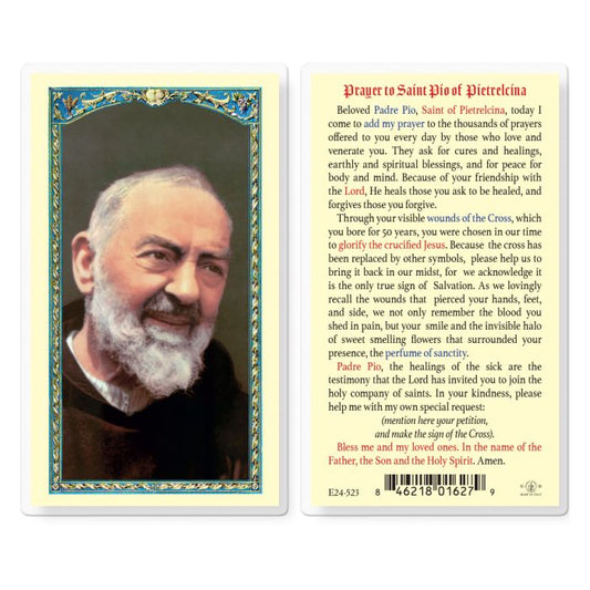 St. Padre Pio Laminated Holy Card
