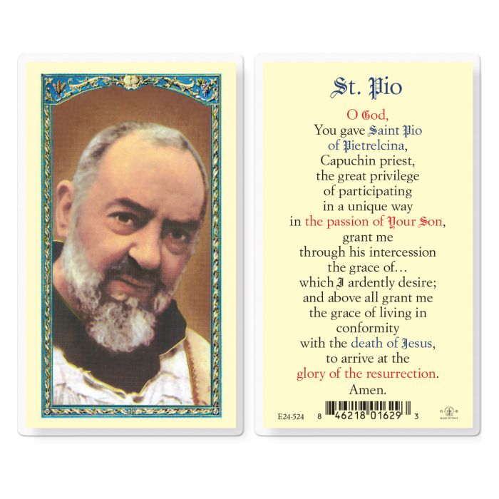 St. Padre Pio Laminated Holy Card