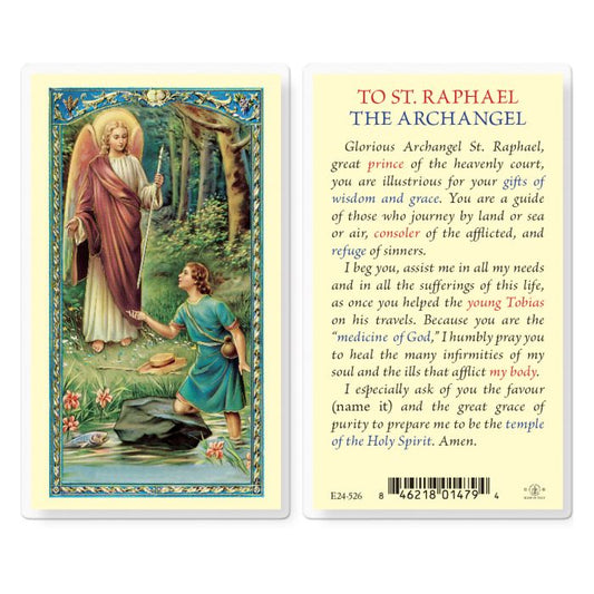 St. Raphael Laminated Holy Card