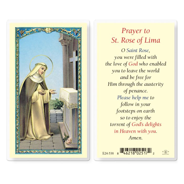 St. Rose of Lima Laminated Holy Card