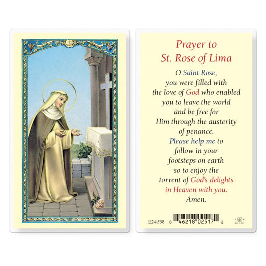 St. Rose of Lima Laminated Holy Card