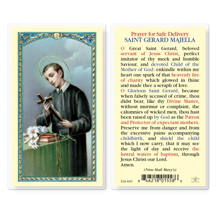 St. Gerard Majella Laminated Prayer Card - Safe Delivery