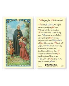 St. Gerard Laminated Prayer Card for Motherhood