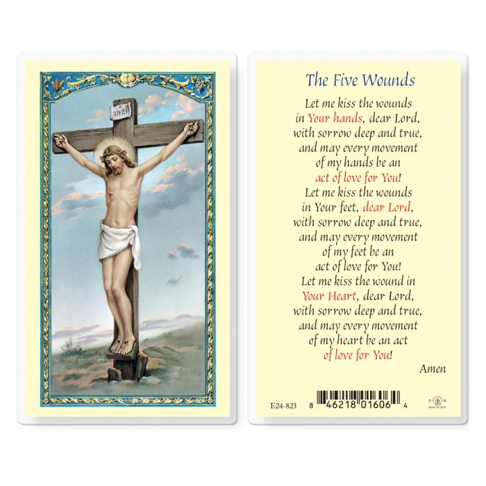 The Five wounds holy card
