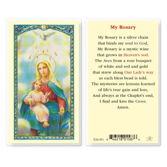 Our Lady of the Rosary Laminated Holy Card