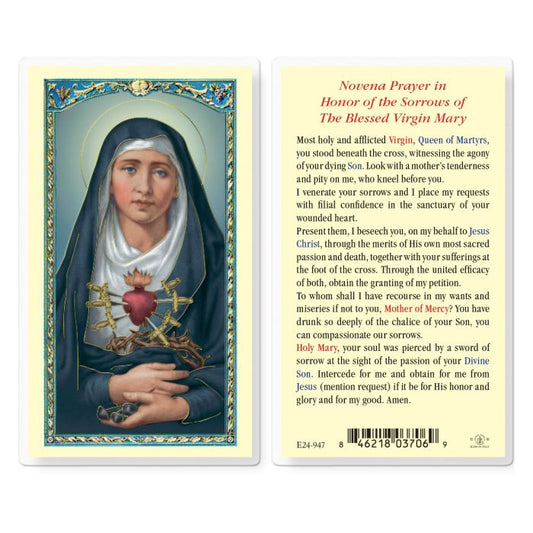 Our Lady of Sorrows Laminated Holy Card