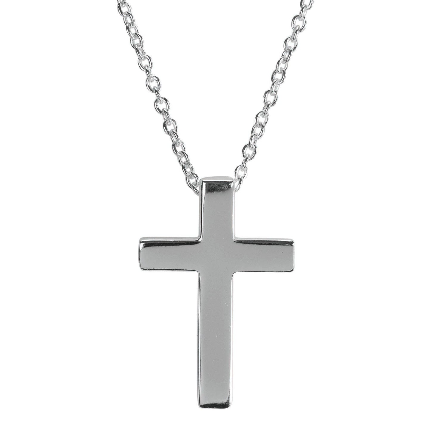 Silver Plated CZ Mini Thin Box Cross Necklace