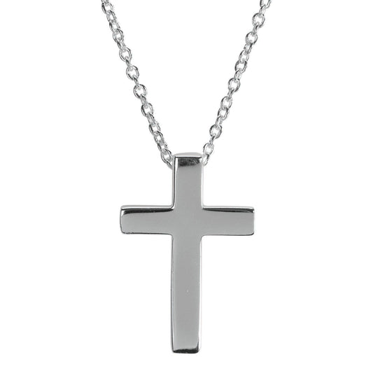 Silver Plated CZ Mini Thin Box Cross Necklace