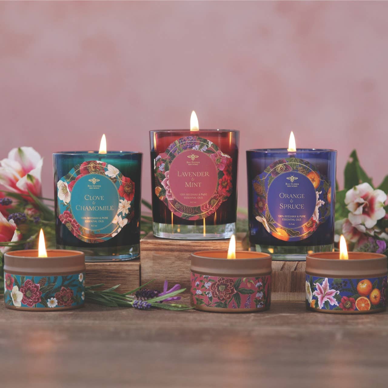 Tin Candles – Pure Beeswax – Winter Garden Collection