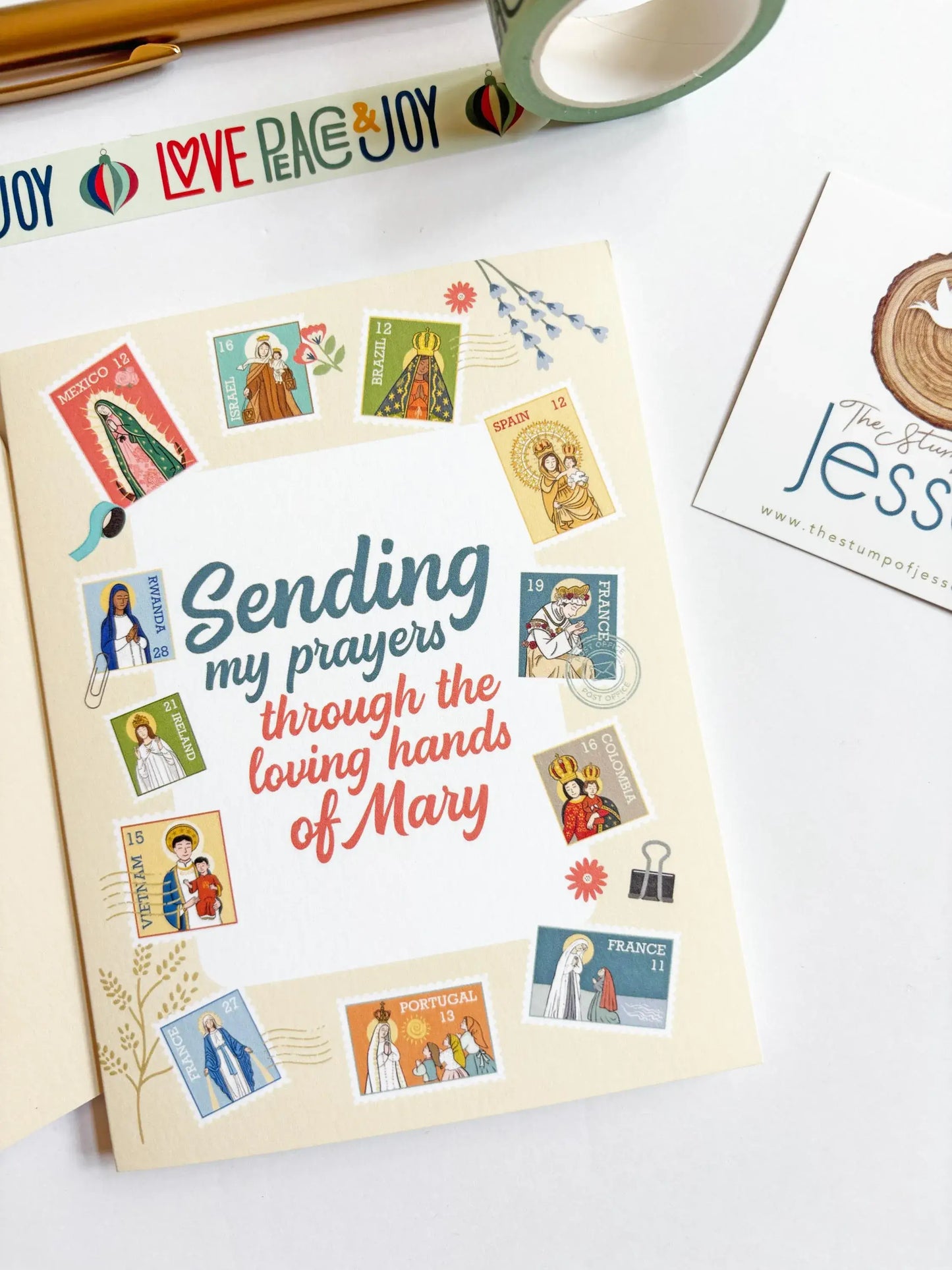 Ave Maria Post Yellow Greeting Card I Catholic Gift & Card