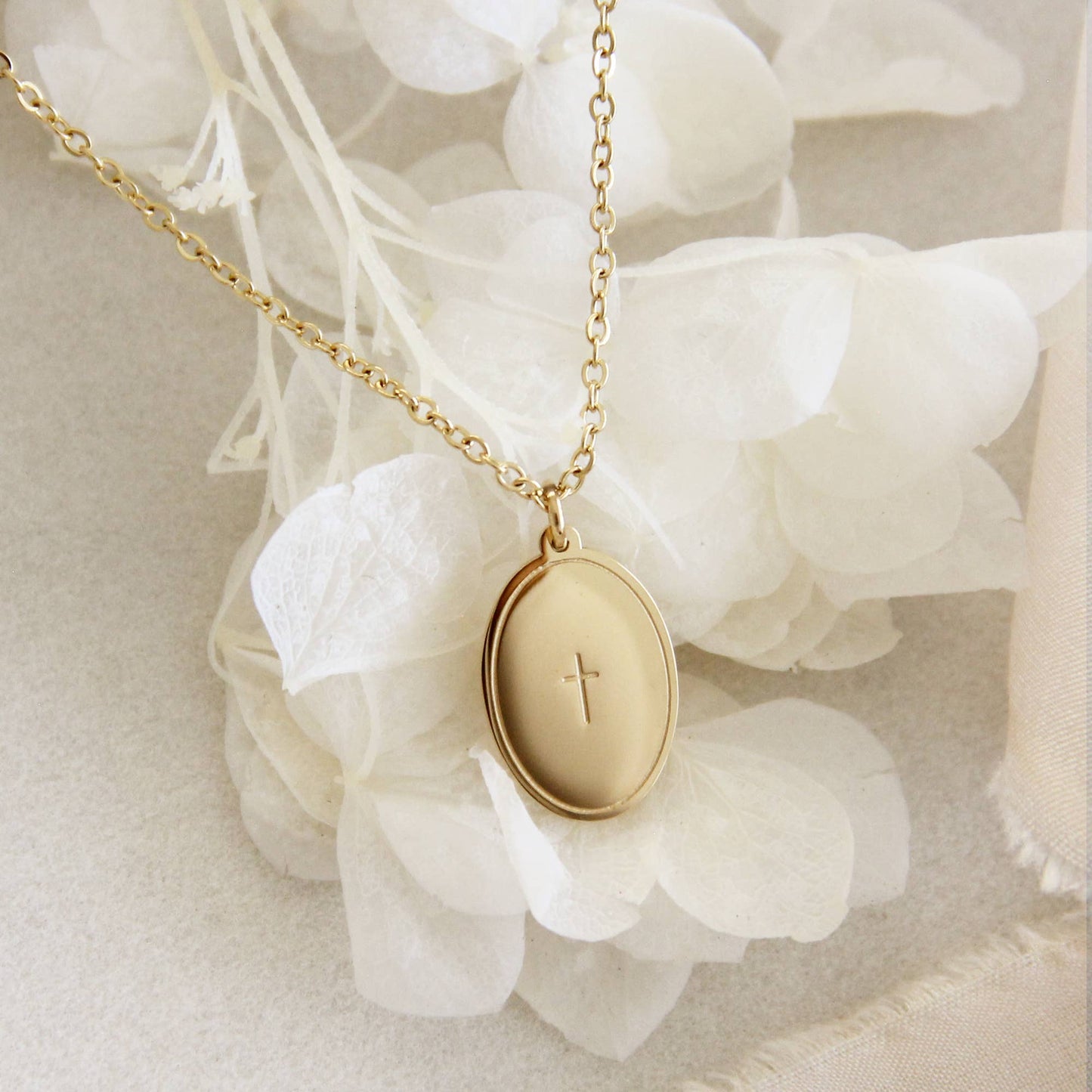 Olive Branch + Cross Peace Necklace