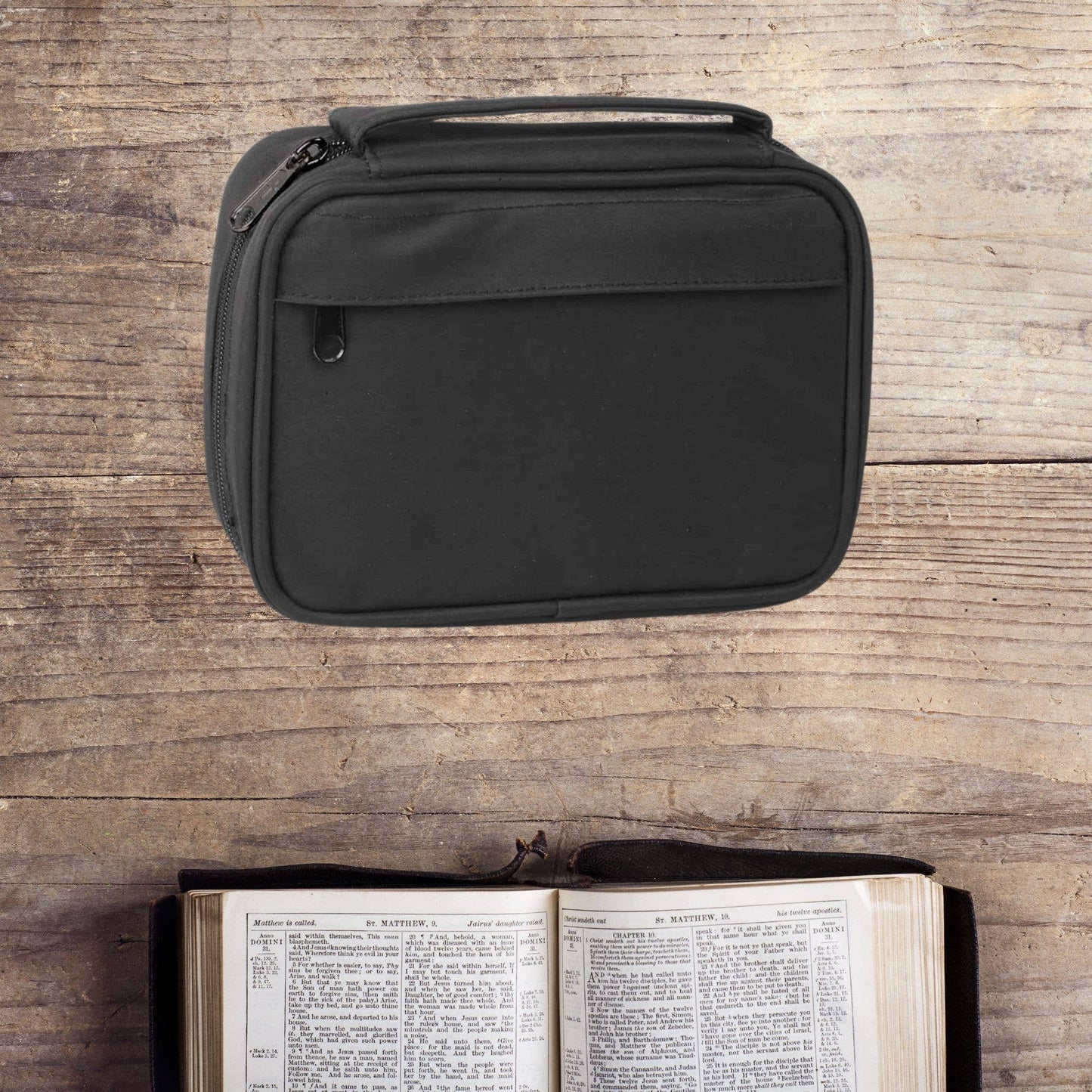 White Dove -MICROFIBER BLACK BIBLE COVER