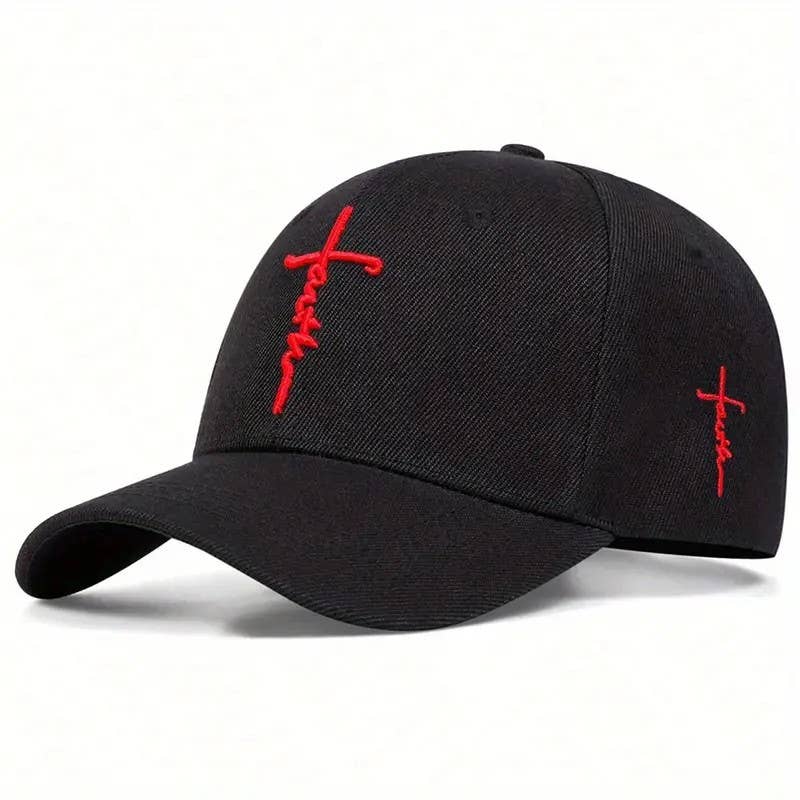Faith Cross Embroidered Christian Baseball Cap,Adjustable