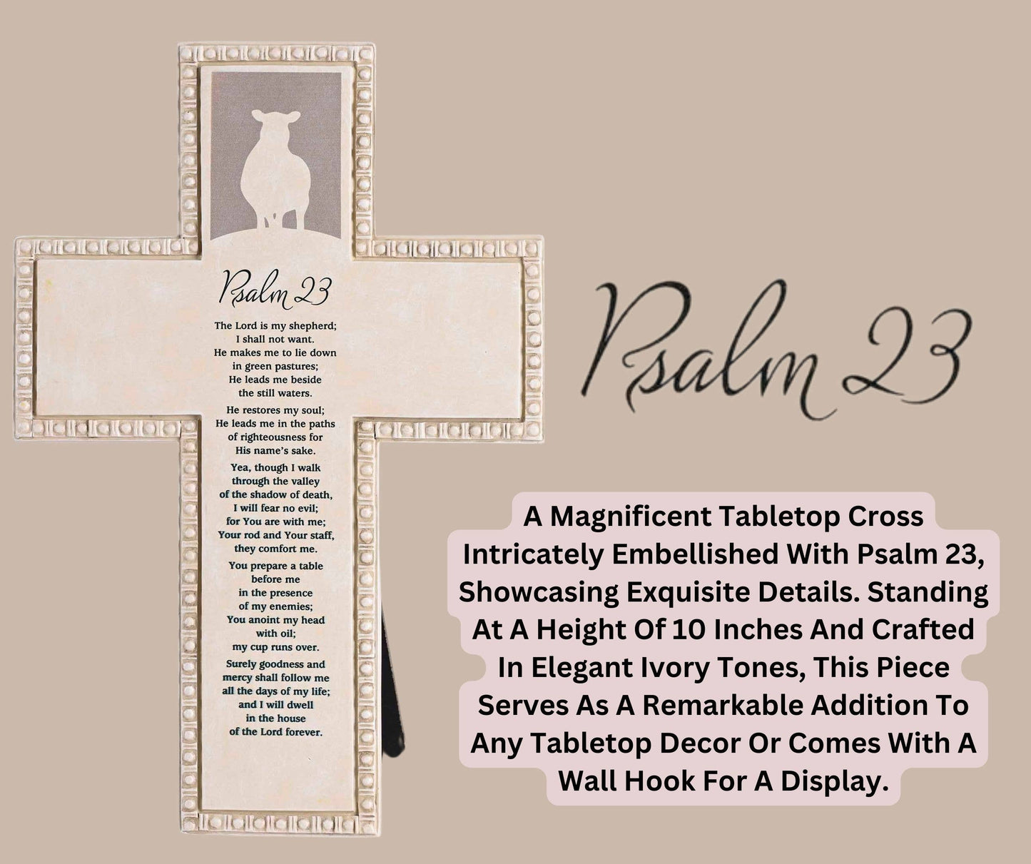 Tabletop Beaded Cross Full Psalm 23