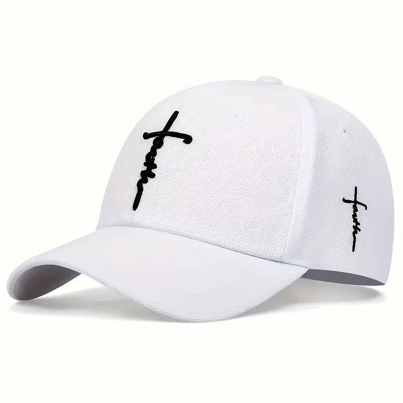 Faith Cross Embroidered Christian Baseball Cap,Adjustable