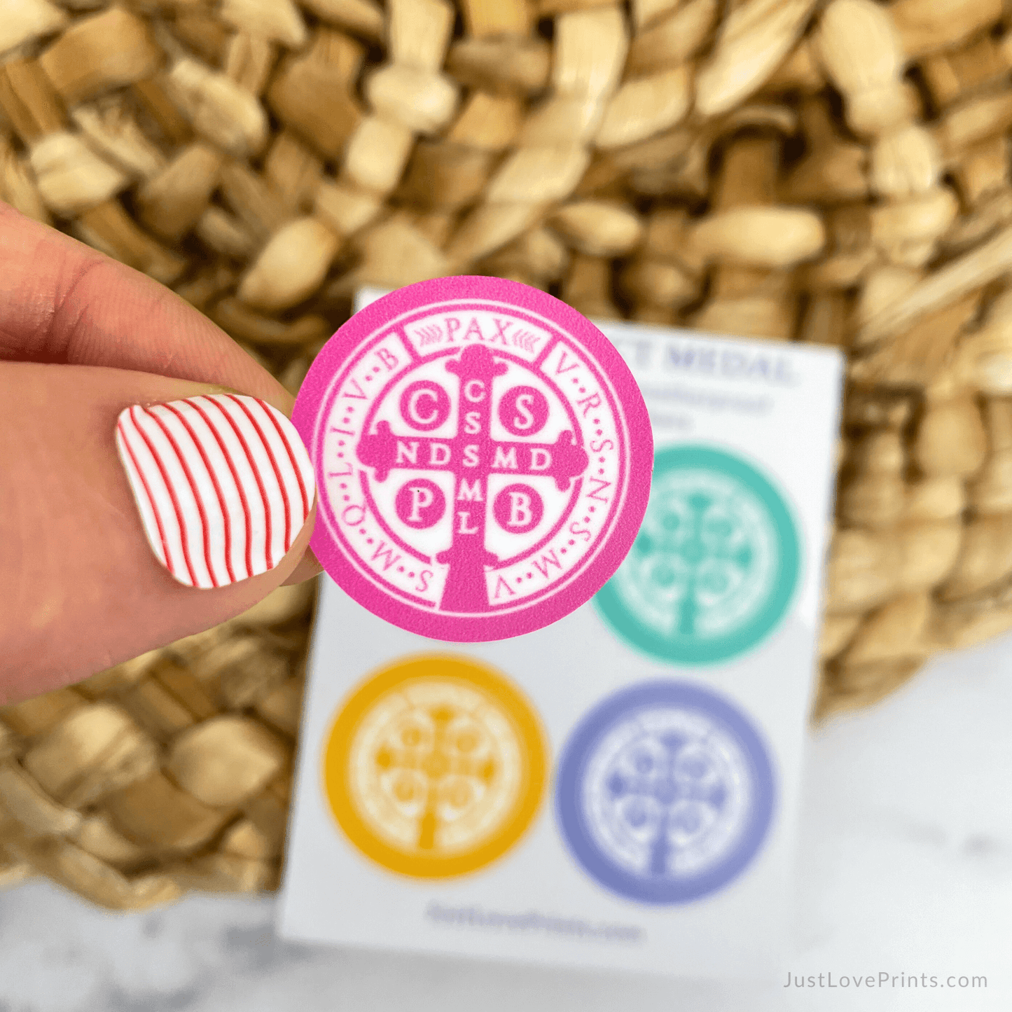 Mini "Color Pop" St. Benedict Medal Sticker Sheet