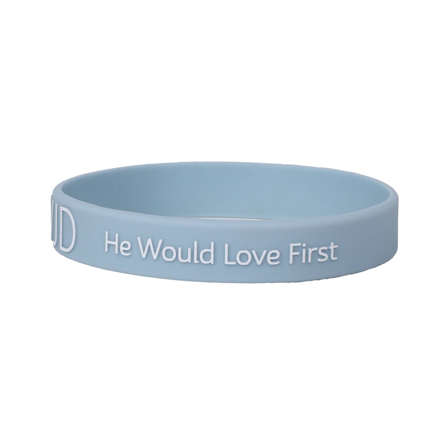 Silicone Bracelet - WWJD He Would Love First - Lt Blue - Pk12