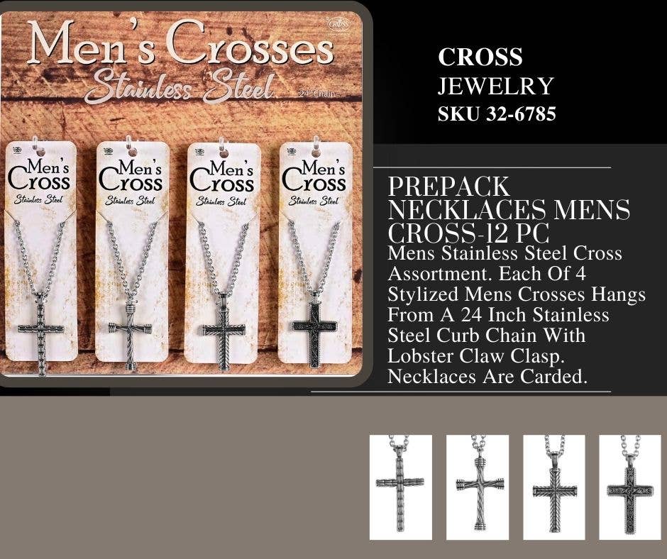 Men's Cross Necklace Stainless Steel