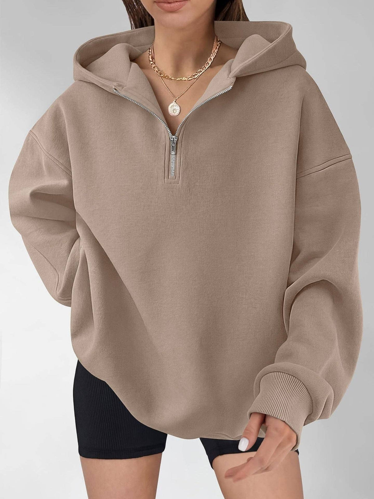 Half Zip Hoodie Relaxed Fit Pullover Sweatshirt