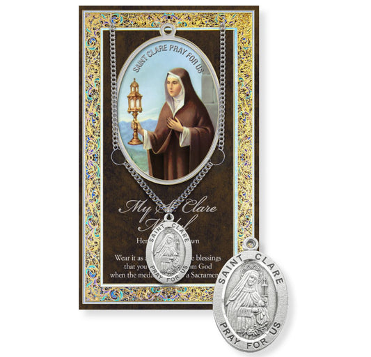 St. Clare Pewter Medal Necklace