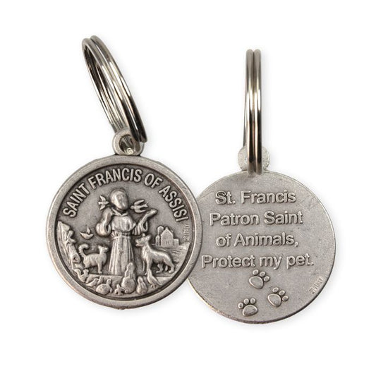 Pewter Saint Francis Pet Medal Tag with Blessing