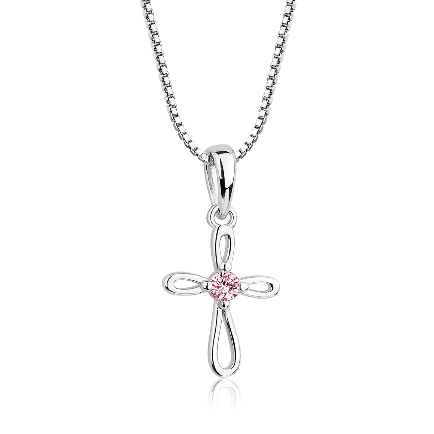 Sterling Silver CZ Cross Necklace