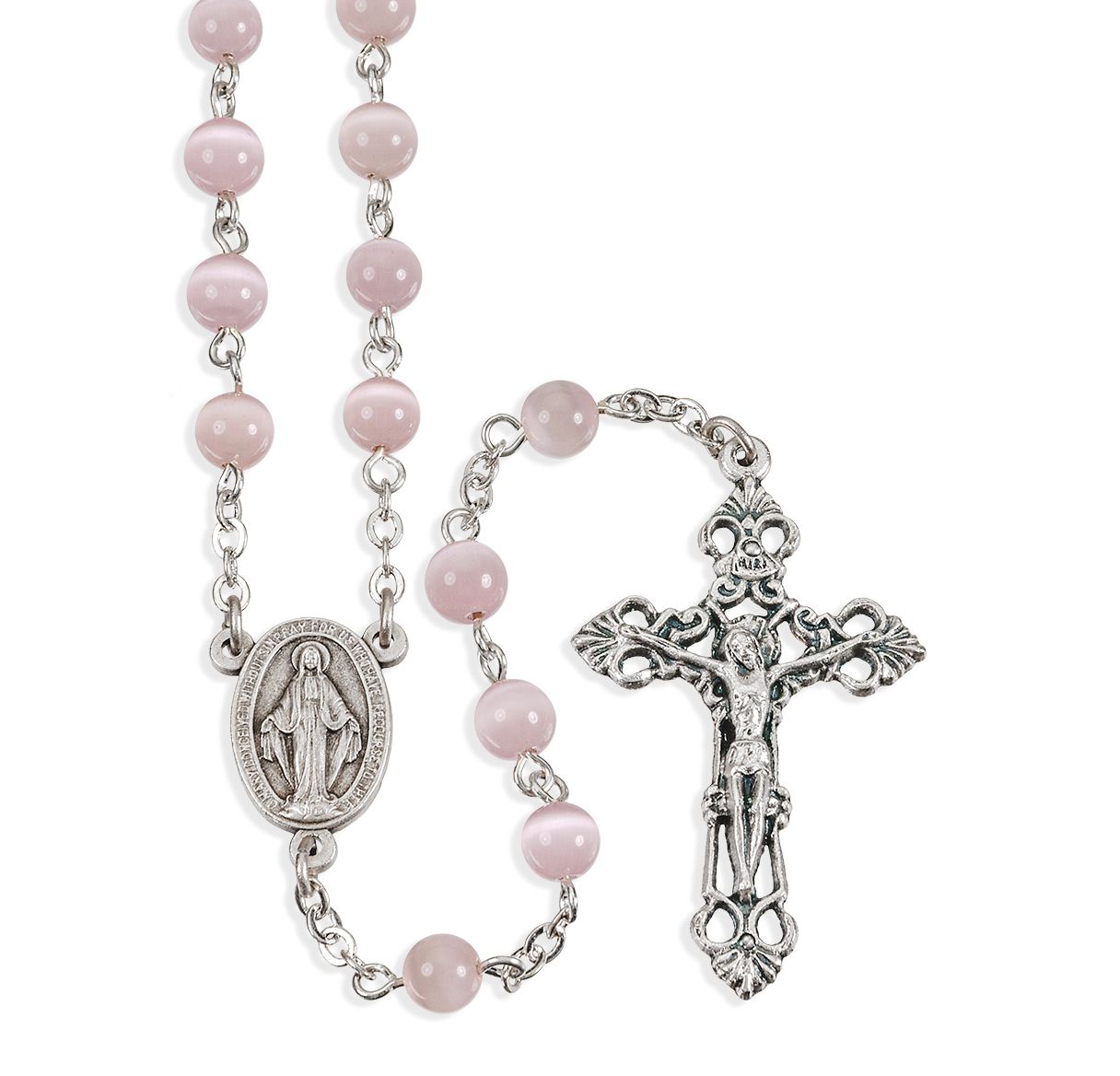 Pink Cat's Eye Bead Rosary
