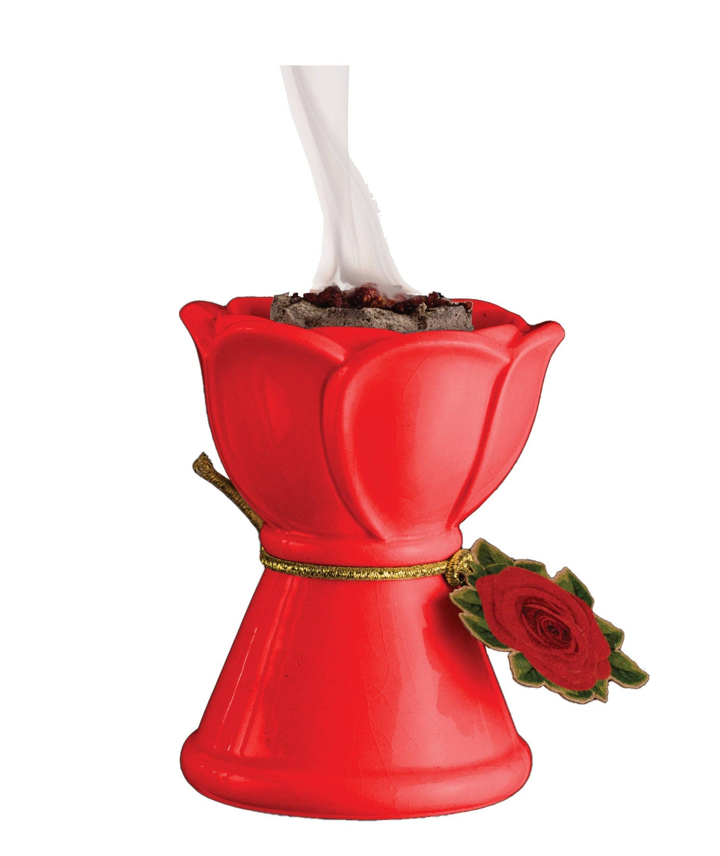 Red Rose Ceramic Resin Incense Burner — 3 in