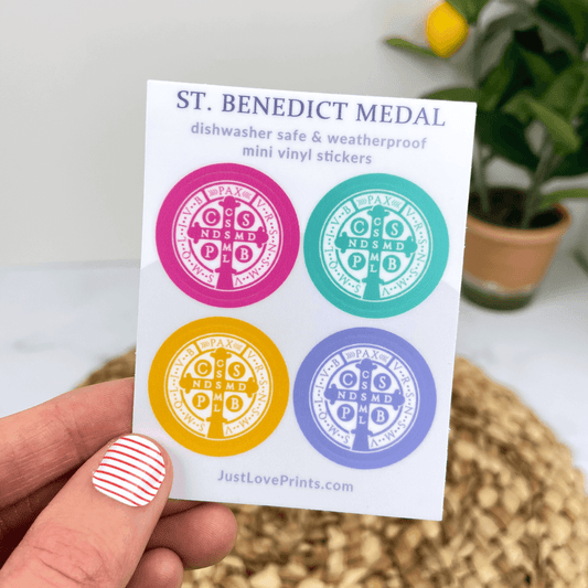 Mini "Color Pop" St. Benedict Medal Sticker Sheet