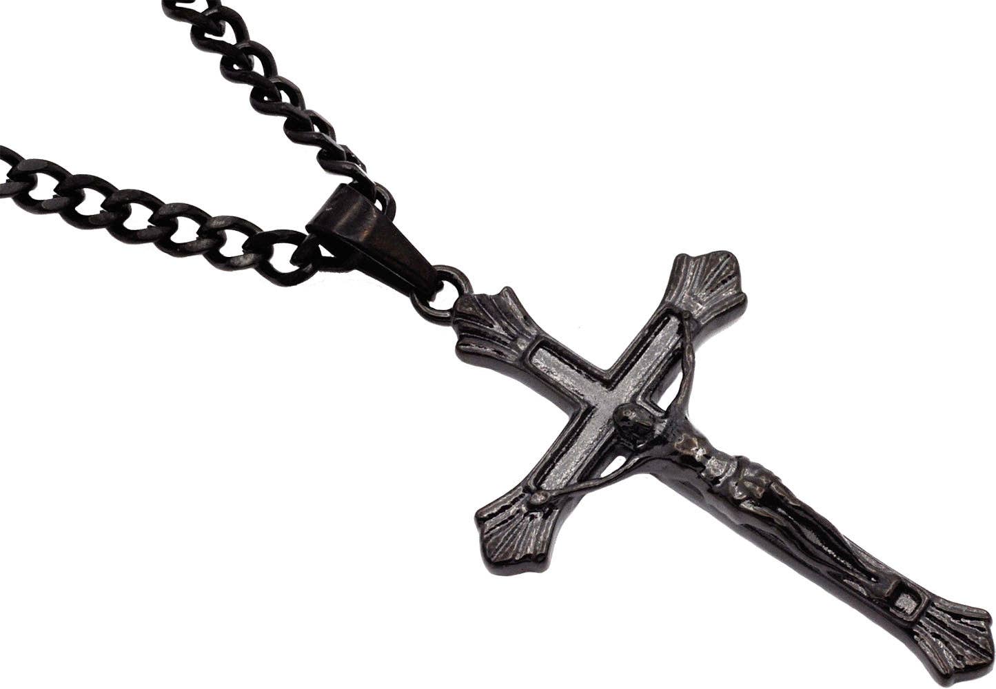 Men's Black S.Steel Crucifix Cross Pendant