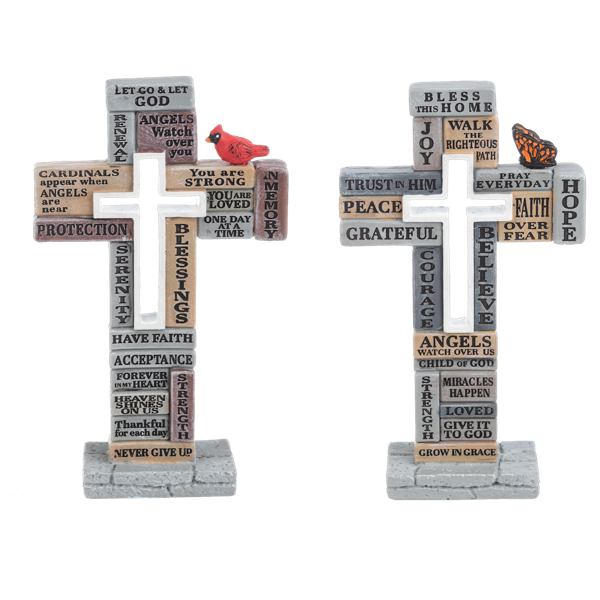 Words of Faith - Collage Cross Figurine