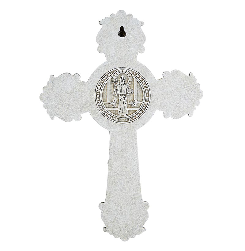 Stone Crucifix, St. Benedict 10.75"