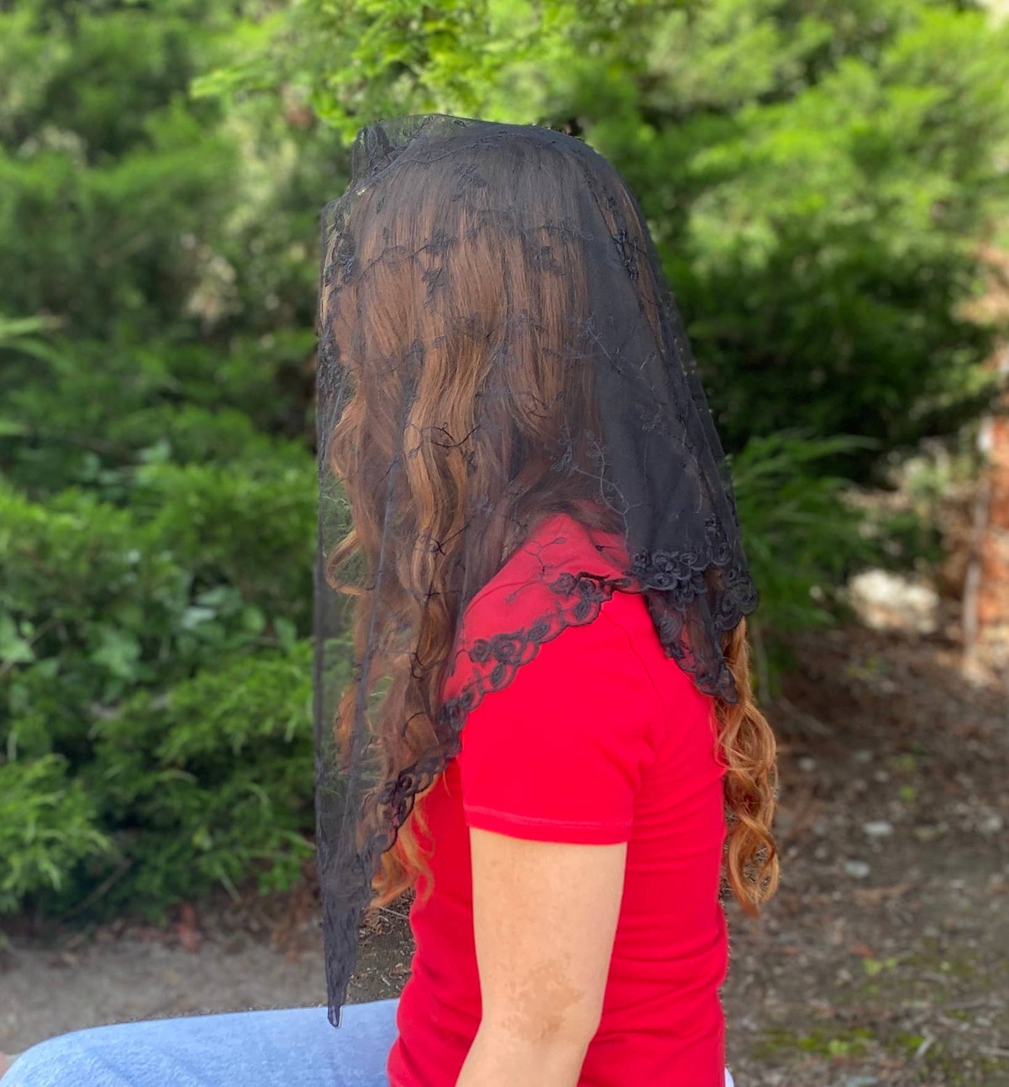 St. Teresa of Avila Chapel Veil  BLACK     (52" x 20")