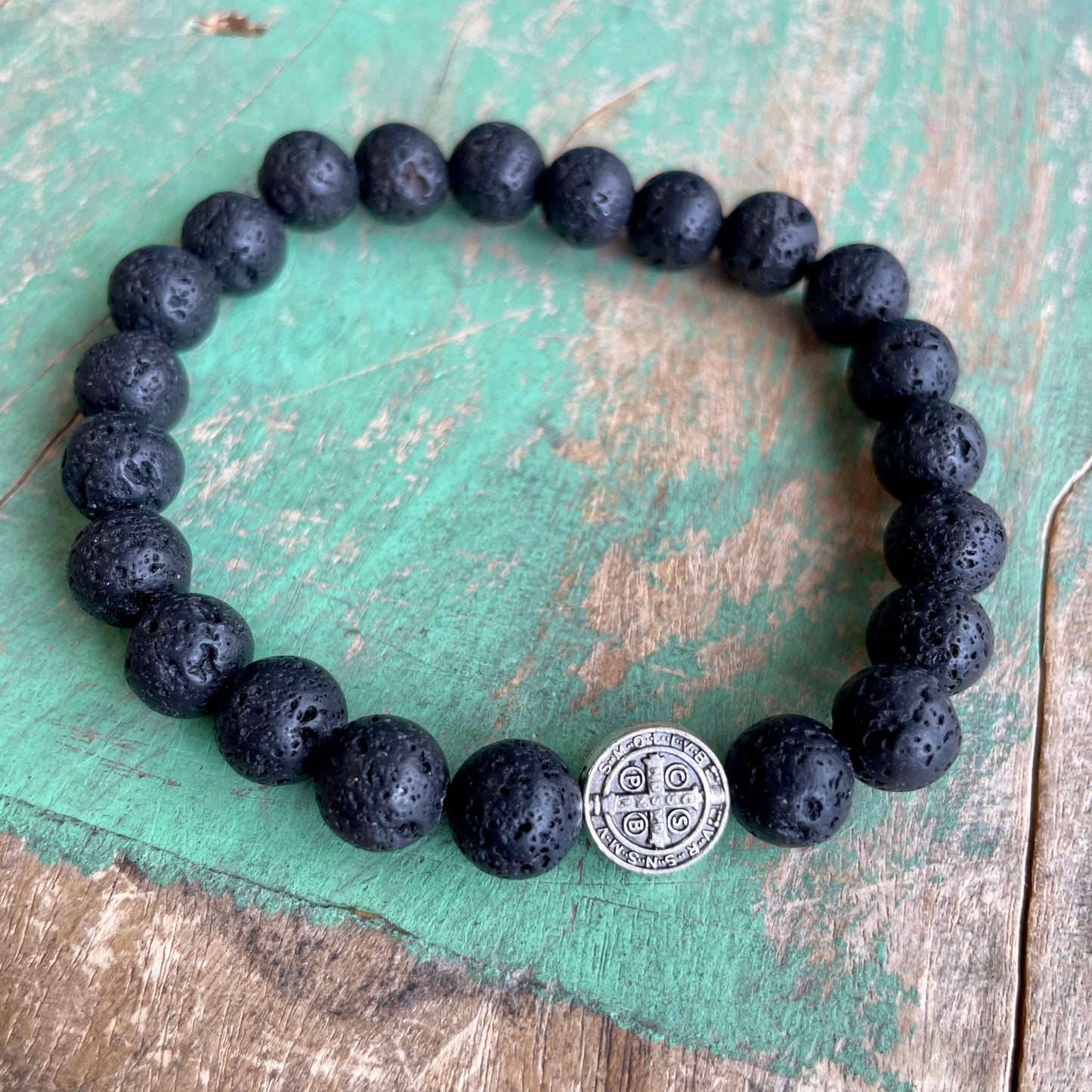St. Benedict Lava Bead Bracelet