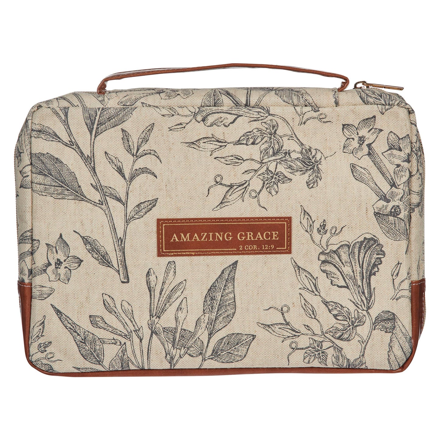 Bible Cover Fashion Cream/Brown Floral Amazing Grace