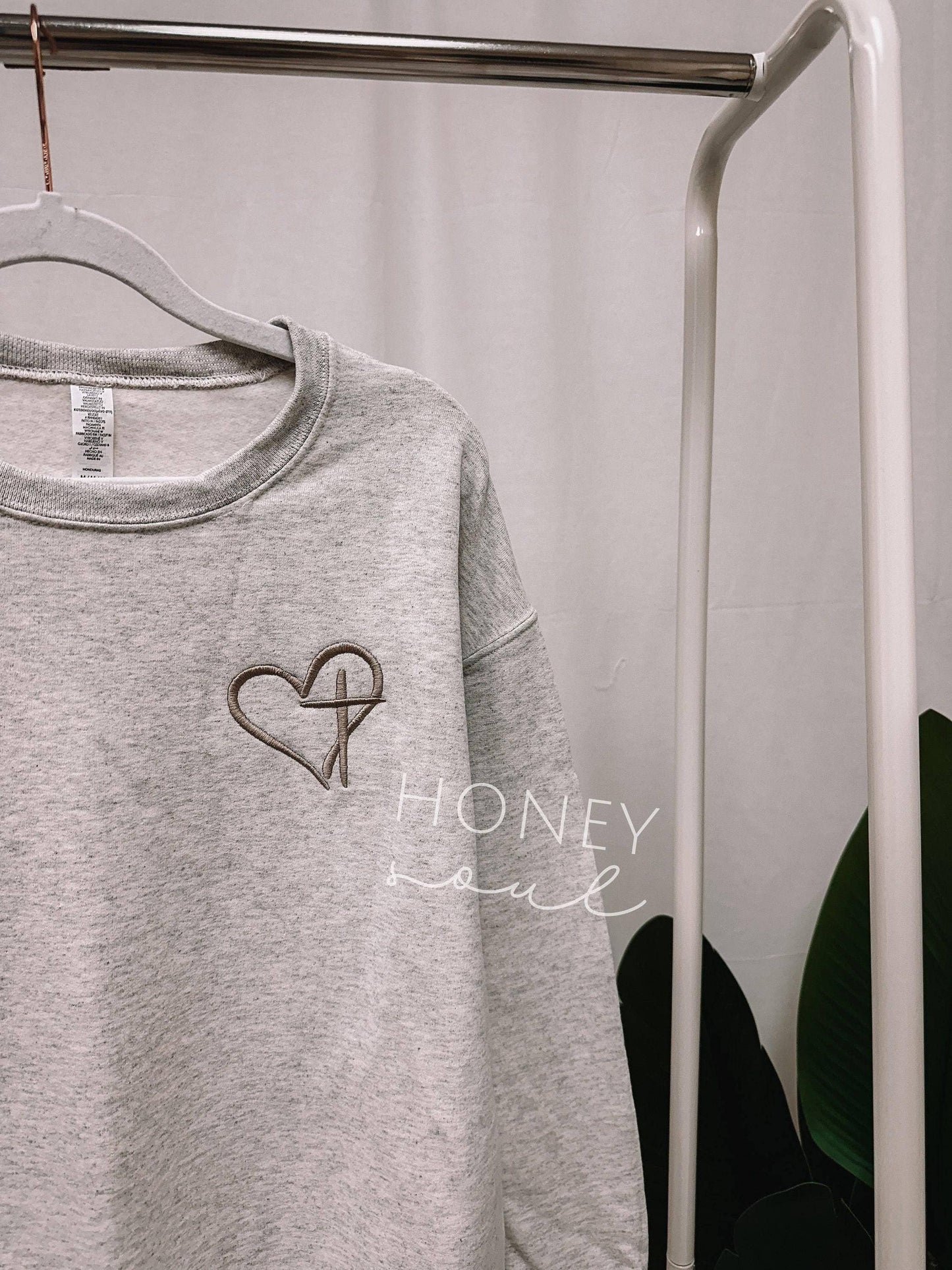Embroidered Heart and Cross Sweatshirt