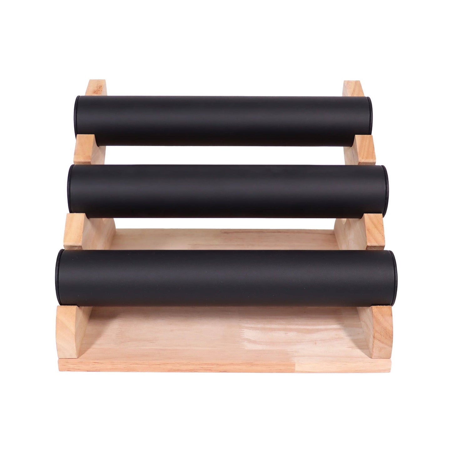 Natural Wood & Leather 3 Tier Bracelet Display