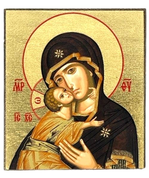Virgin Mary of Vladimir Silk Screen Icon Freestanding