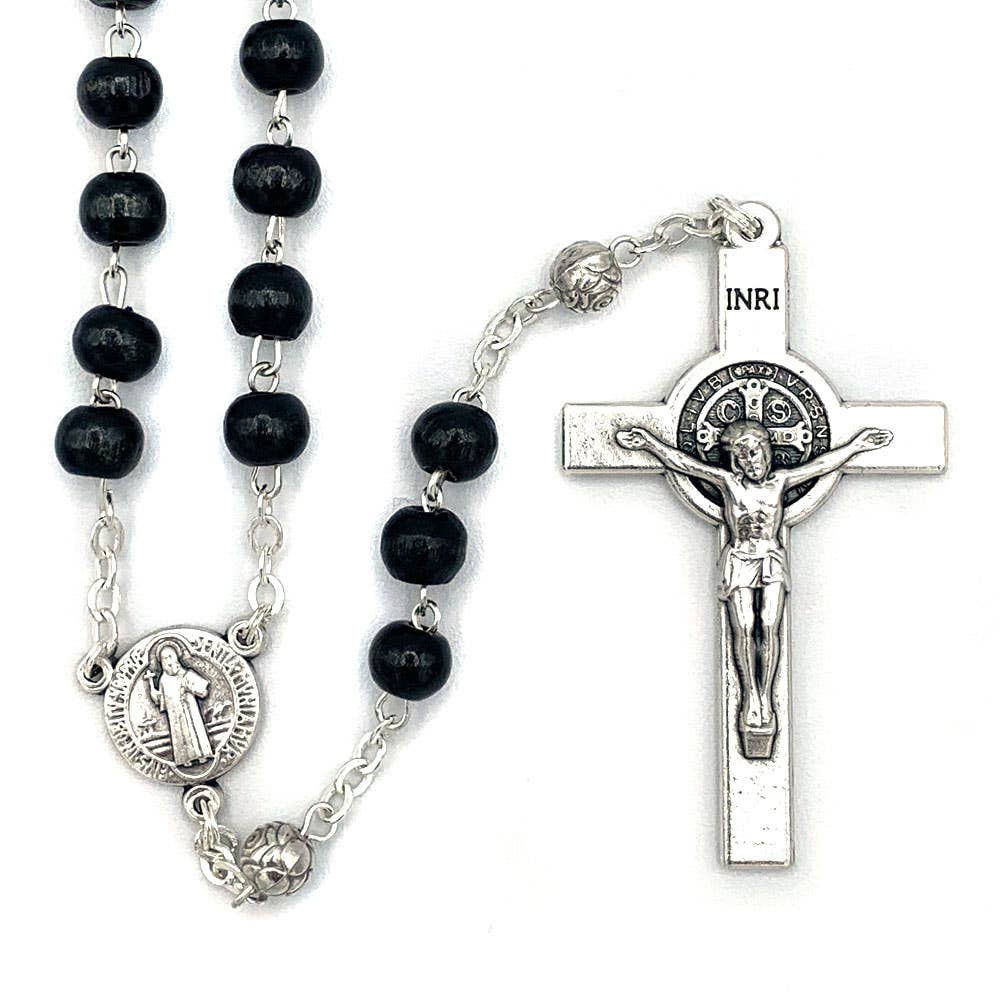 St. Benedict Black Wooden Rosary