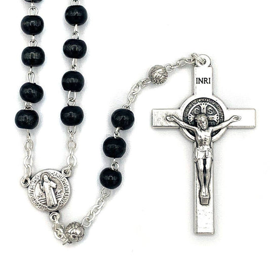 St. Benedict Black Wooden Rosary