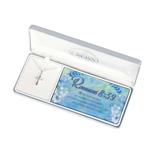 Necklace Cross Romans 8:39 18"