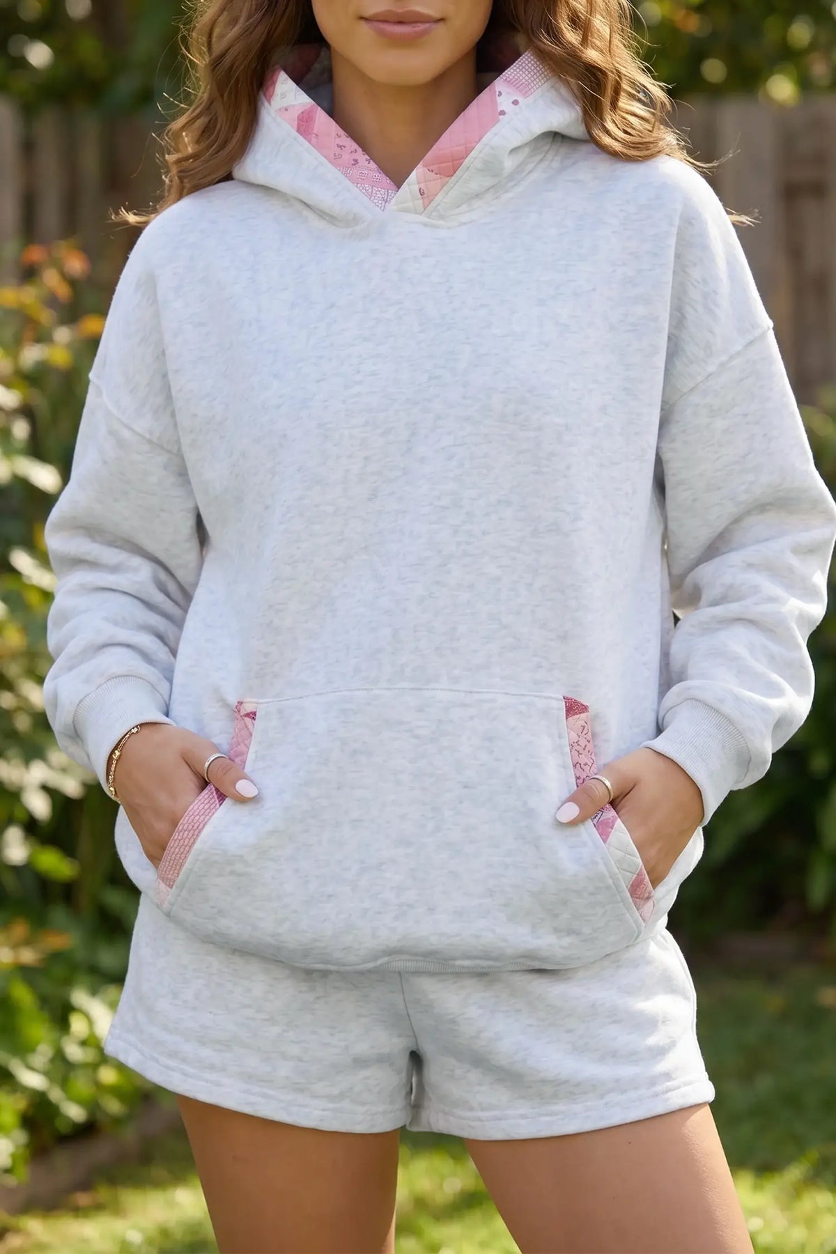 Patchwork Hoodie Long Sleeve Casual Shift Silhouette One Piece