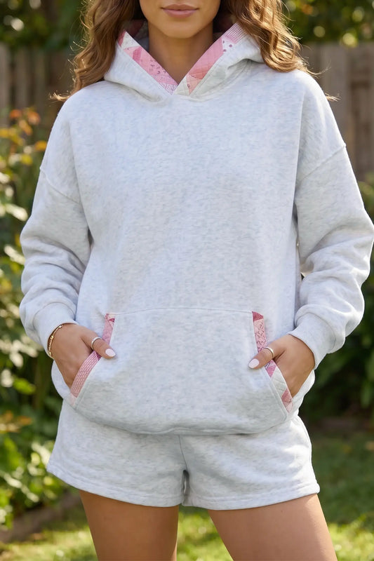 Patchwork Hoodie Long Sleeve Casual Shift Silhouette One Piece