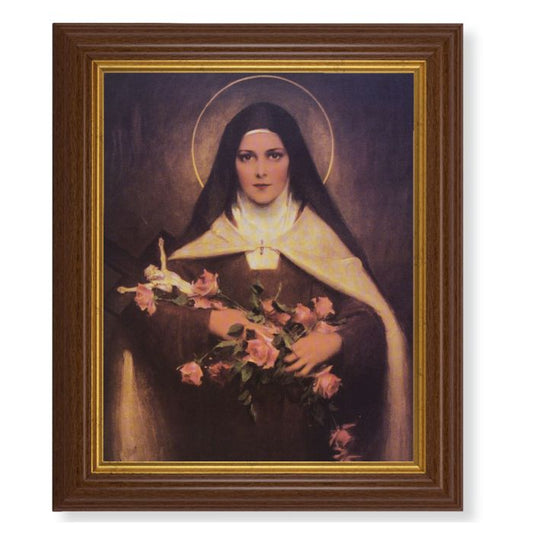 Walnut Finished Beveled St. Therese Print