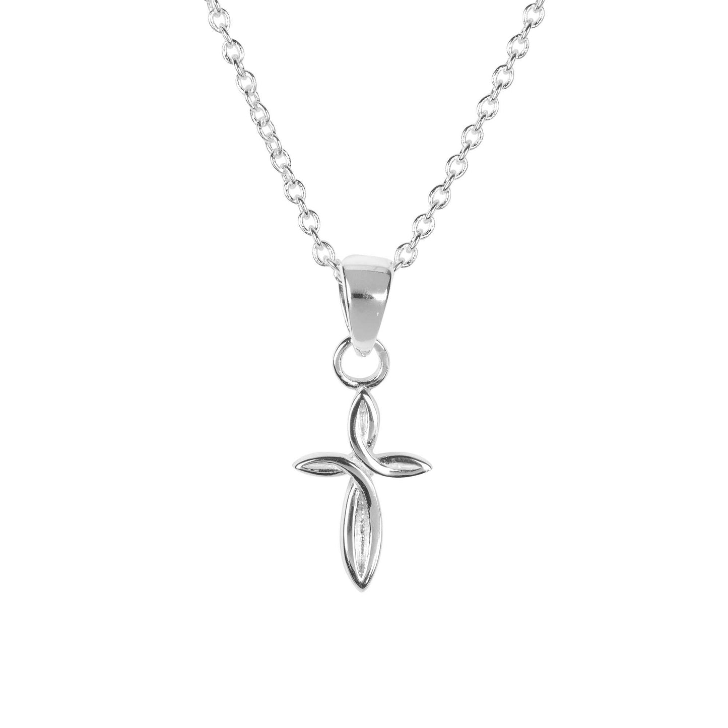 PETAL CROSS SILVER PLATE 16" CHAIN